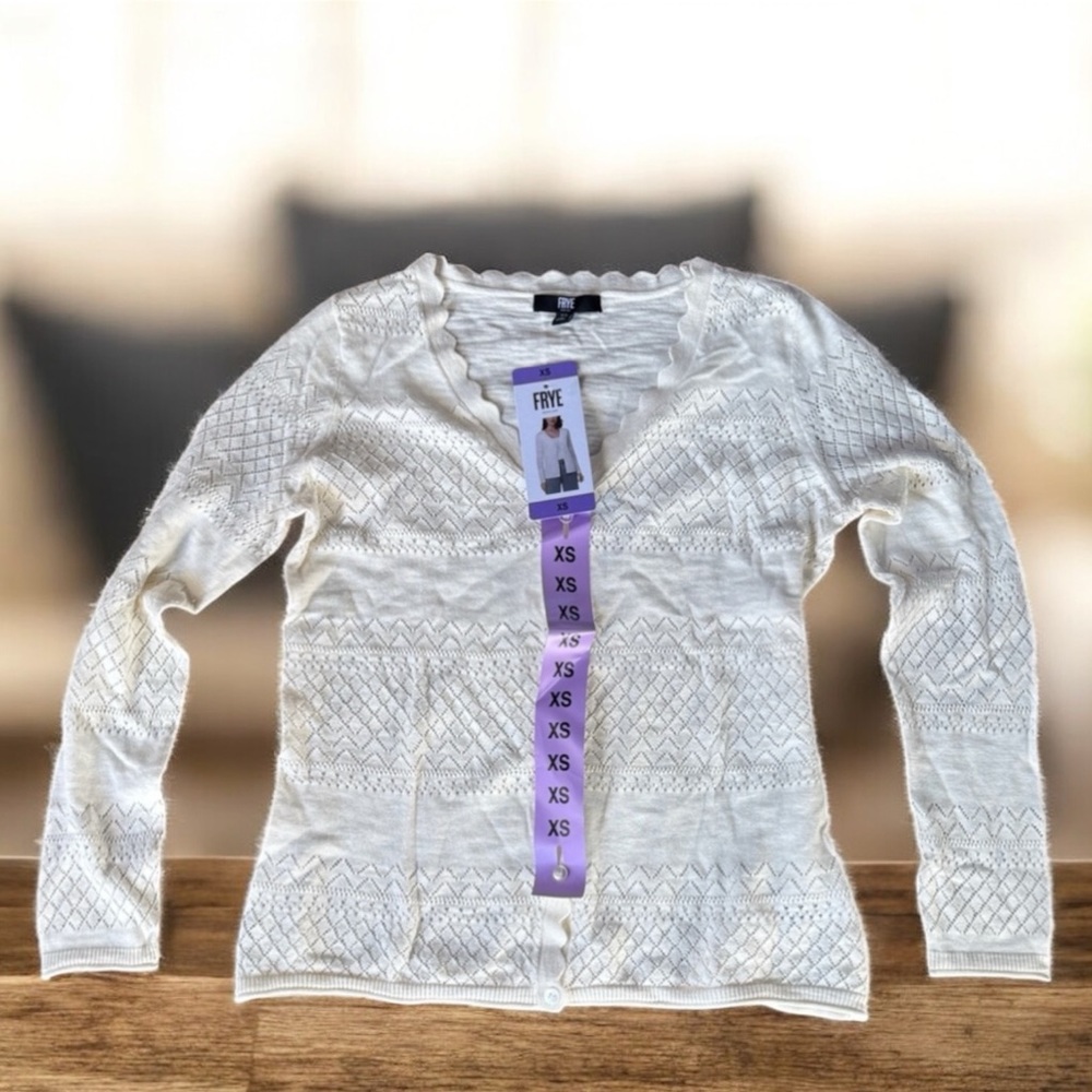 Frye Women's Pointelle button front Cardigan nwt
